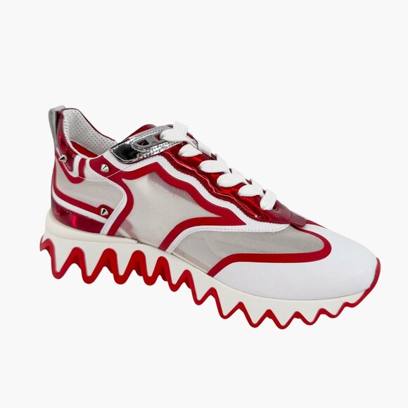 Christian Louboutin Sharkina White Mesh Red Sneakers Size 38 US 8 Women's 6967 - Picture 12 of 15